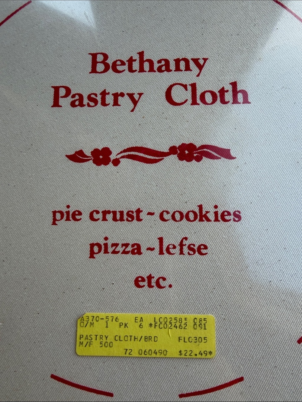 NWT Bethany Pastry Cloth - White with Red Markings - Picture 2 of 4